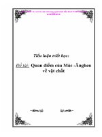 Tiểu luận triết học: Quan điểm của Mác - Ănghen về vật chất pdf