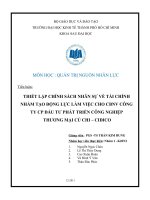 thiết lập chính sách nhân lực về tài chính nhằm tạo động lực làm việc cho cán bộ nhân viên công ty đầu tư phát triển công nghiệp củ chi - cidico
