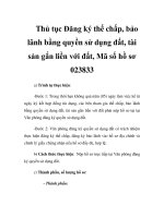 Thủ tục Đăng ký thế chấp, bảo lãnh bằng quyền sử dụng đất, tài sản gắn liền với đất, Mã số hồ sơ 023833 ppsx