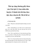 Thủ tục tặng thưởng giấy khen của Chủ tịch Uỷ ban nhân dân huyện về thành tích thi đua theo đợt, theo chuyên đề, Mã số hồ sơ 147291 ppt