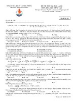 ĐỀ THI THỬ ĐẠI HỌC LẦN II MÔN: HÓA HỌC NÂNG CAO ppsx