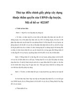 Thủ tục điều chỉnh giấy phép xây dựng thuộc thẩm quyền của UBND cấp huyện, Mã số hồ sơ 022187 ppt
