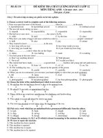 ĐỀ KIỂM TRA CHẤT LƯỢNG BÁN KỲ I LỚP 12 MÔN TIẾNG ANH NĂM HỌC 2010 – 2011 - Mã đề:136 pps