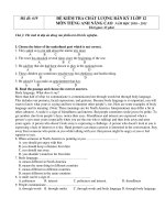 ĐỀ KIỂM TRA CHẤT LƯỢNG BÁN KỲ I LỚP 12 MÔN TIẾNG ANH NÂNG CAO NĂM HỌC 2010 – 2011 - Mã đề: 639 ppt