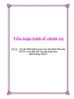 Tiểu luận khoa học chính trị: Sự cần thiết khách quan của việc phát triển nền KTTT có sự điều tiết của nhà nước theo định hướng XHCN ppsx