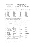 KIỂM TRA HỌC KỲ I SỐ 1 Năm học 2010-2011 Môn: Tiếng Anh lớp 12 (hệ 7 năm) potx