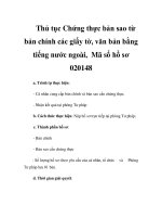 Thủ tục Chứng thực bản sao từ bản chính các giấy tờ, văn bản bằng tiếng nước ngoài, Mã số hồ sơ 020148 pptx