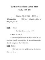 KỲ THI HỌC SINH GIỎI LỚP 12 – THPT Năm học 2005 – 2006 Môn thi : TOÁN HỌC - BẢNG A pot
