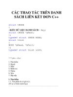 CÁC THAO TÁC TRÊN DANH SÁCH LIÊN KẾT ĐƠN C++ pdf