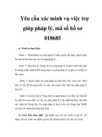 Yêu cầu xác minh vụ việc trợ giúp pháp lý, mã số hồ sơ 018685 pps