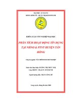 Khóa luận Phân tích hoạt động tín dụng tại ngân hàng nông nghiệp và phát triển nông thôn huyện Tân Hồng
