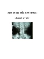 Bệnh án hậu phẫu mở bồn thận chủ mô lấy sỏi pps