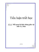 Tiểu luận triết học: Mối quan hệ biện chứng giữa vật chất và ý thức ppt