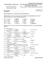ĐÁP ÁN THI THỬ ĐẠI HỌC LẦN 2 NĂM 2011 Môn: TIẾNG ANH; Khối D - Mã đề thi 123 pps