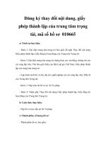 Đăng ký thay đổi nội dung, giấy phép thành lập của trung tâm trọng tài, mã số hồ sơ 010665 pptx