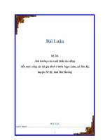 ảnh hưởng của xuất khẩu lao động đến mức sống các hộ gia đình ở thôn ngọc lâm, xã tân kỳ, huyện tứ kỳ, tỉnh hải dương