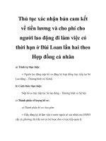 Thủ tục xác nhận bản cam kết về tiền lương và cho phí cho người lao động đi làm việc có thời hạn ở Đài Loan lần hai theo Hợp đồng cá nhân doc