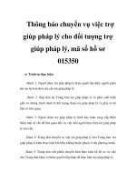 Thông báo chuyển vụ việc trợ giúp pháp lý cho đối tượng trợ giúp pháp lý, mã số hồ sơ 015350 pps