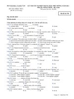 Đáp án và đề thi tốt nghiệp trung học phổ thông năm 2011 môn Tiếng Pháp Hệ 3 năm - Mã đề 796 pps