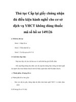 Thủ tục Cấp lại giấy chứng nhận đủ điều kiện hành nghề cho cơ sở dịch vụ YHCT không dùng thuốc mã số hồ sơ 149126 docx