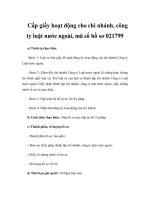 Cấp giấy hoạt động cho chi nhánh, công ty luật nước ngoài, mã số hồ sơ 021799 pptx