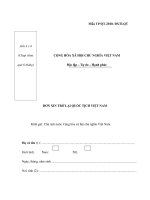 MẪU ĐƠN XIN TRỞ LẠI QUỐC TỊCH VIỆT NAM docx