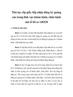 Thủ tục cấp giấy tiếp nhận đăng ký quảng cáo trong lĩnh vực khám bệnh, chữa bệnh mã số hồ sơ 148328 pptx