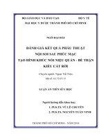 Đánh giá kết quả phẫu thuật nội soi sau phúc mạc tạo hình khúc nối niệu quản bể thận kiểu cắt rời