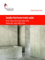 canadian fixed-income investor update 2014 michel r gerber senior investor relations officer swetlana iodko investor relations officer holcim ltd
