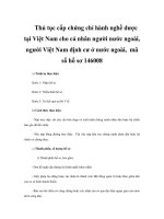 Thủ tục cấp chứng chỉ hành nghề dược tại Việt Nam cho cá nhân người nước ngoài, người Việt Nam định cư ở nước ngoài, mã số hồ sơ 146008 ppt