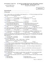 Đáp án và đề thi tốt nghiệp trung học phổ thông năm 2011 môn Sinh học hệ giáo dục thường xuyên - Mã đề 931 pptx