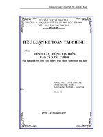 tiểu luận trình bày thông tin trên báo cáo tài chính (áp dụng đối với đơn vị có đơn vị trực thuộc hạch toán độc lập)