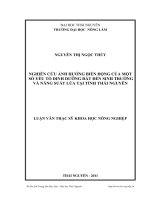 Nghiên cứu ảnh hưởng biến động của một số yếu tố dinh dưỡng đất đến sinh trưởng và năng suất lúa tại tỉnh thái nguyên