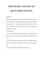 DỊCH TỄ HỌC LÂM SÀNG: RA QUYẾT ÐỊNH LÂM SÀNG potx