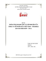 phân tích doanh thu và lợi nhuận của công ty cổ phần sữa việt nam – vinamilk qua ba năm 2009 – 2011