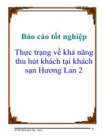 Báo cáo tốt nghiệp: Thực trạng về khả năng thu hút khách tại khách sạn Hương Lan 2 docx