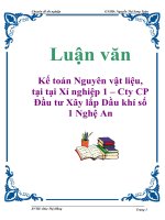 Luận văn: Kế toán Nguyên vật liệu, tại tại Xí nghiệp 1 – Cty CP Đầu tư Xây lắp Dầu khí số 1 Nghệ An potx