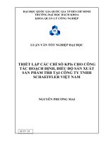 thiết lập các chỉ số kpis cho công tác hoạch định sản xuất sản phẩm trb tại công ty tnhh schaeffler việt nam