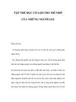 TẬP THỂ DỤC CÓ LỢI CHO TRÍ NHỚ CỦA NHỮNG NGƯỜI GIÀ pptx