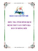 BÁO CÁO CHUYÊN ĐỀ: ĐIỀU TRA TÌNH HÌNH DỊCH BỆNH THUỶ SẢN TRÊN ĐỊA BÀN TP ĐỒNG HỚI pps