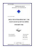 Luận văn Phân tích tình hình thu  chi ngân sách tại sở tài chính tỉnh Bến Tre