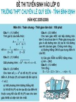 Đề thi tuyển sinh vào lớp 10 THPT chuyên Lê Quý Đôn môn toán học pdf