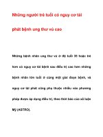 Những người trẻ tuổi có nguy cơ tái phát bệnh ung thư vú cao ppt