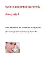 Sữa béo giúp hạ thấp nguy cơ tiểu đường pptx