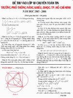 Đề thi tuyển sinh vào lớp 10 chuyên toán tin trường phổ thông năng khiếu ĐHQG môn toán học pps