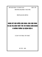nhận xét đặc điểm lâm sàng, cận lâm sàng và giá trị sinh thiết tức thì trong chẩn đoán u buồng trứng tại bệnh viện k