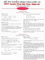 Đề thi tuyển sinh vào lớp 10 THPT chuyên Phan Bội Châu môn toán học pps