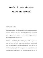 THUỐC LÁ : PHẢI BÁO ĐỘNG NHANH KHI KHÓ THỞ ppsx