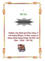 Đề tài: Nghiên cứu đánh giá tiềm năng về sản lượng Biogas và thực trạng sử dụng năng lượng biogas tại khu vực Đan – Hoài – Hà Nội docx