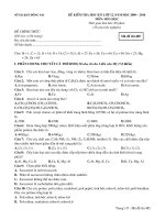 đề kiểm tra học kỳ 1 môn hóa học năm 2009 - 2010 sở giáo dục đào tạo đồng nai pot